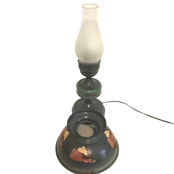 VTG Hand Painted Folk Art Angel Shade Electric Table Lamp Signed Joan Schneier - Picture 5 of 10